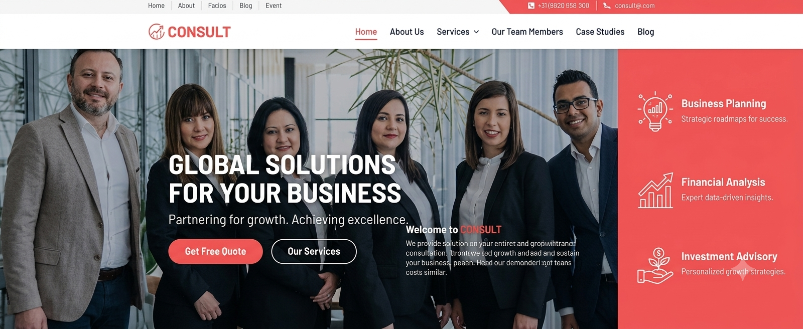 CONSULT - Mẫu Giao Diện HTML Tư Vấn Doanh Nghiệp & Tài Chính